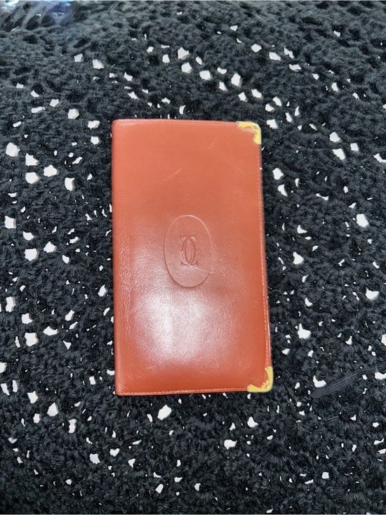 Handbags - Cartier Leather Card Wallet with Gold Corners -
